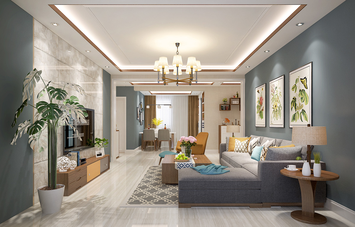 鳴湖半島132平米現(xiàn)代簡約風(fēng)格裝修效果圖